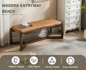 Upholstered Entryway & Bedroom Bench with Y-Leg Wood Frame