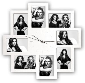 Multi Aperture Photo Frame Clock for 8 Photos – 20.5" Square