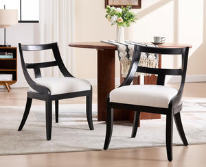 Farmhouse Dining Chairs with Curved Open Back & Padded Seat