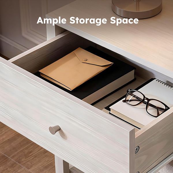 Nightstand with Drawer and Open Storage Shelf