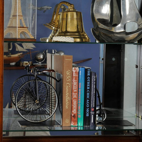 Vintage High Wheeler Bicycle Bookends – Iron Metal, Black