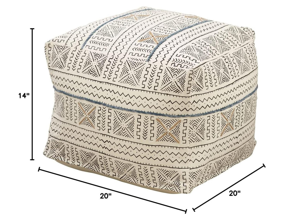 Abstract Design Mudcloth Pouf