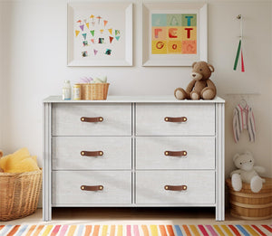 6-Drawer Dresser with Fabric Drawers – Off White