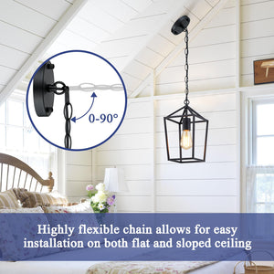 Farmhouse Pendant Lights 2-Pack – Metal Cage Ceiling Hanging Lamps