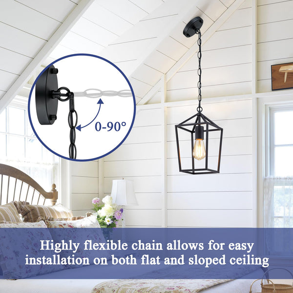 Farmhouse Pendant Lights 2-Pack – Metal Cage Ceiling Hanging Lamps