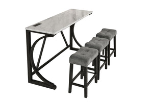 59" Bar Table Set with Power Outlet & 3 Stools