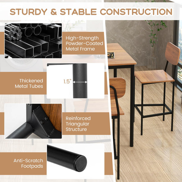 5-Piece Counter Height Dining Table Set with 4 Bar Stools
