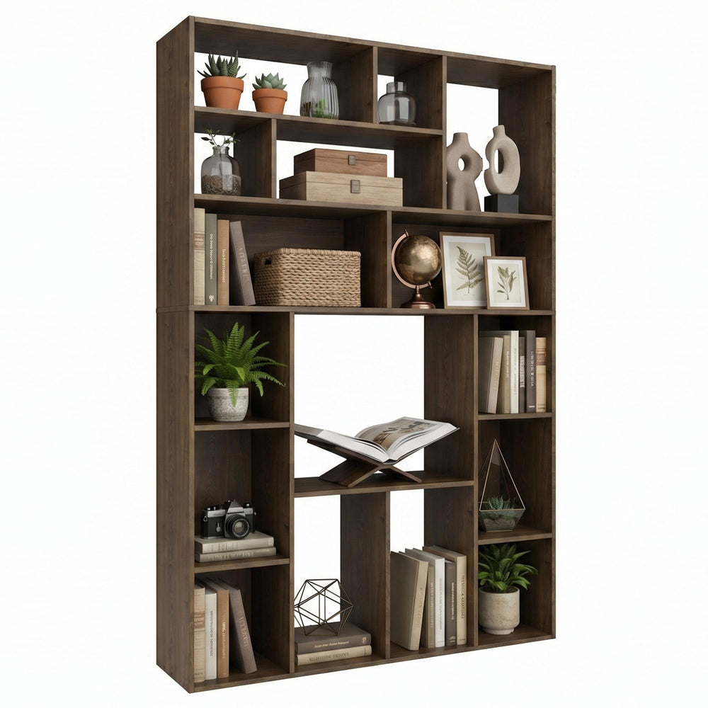 71" H Large Bookshelf Bookcase with 16 Open Cube Shelves