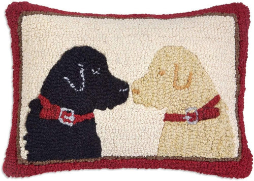 Hand-Hooked Wool Throw Pillow – Labrador Dog Design, 14" x 20"