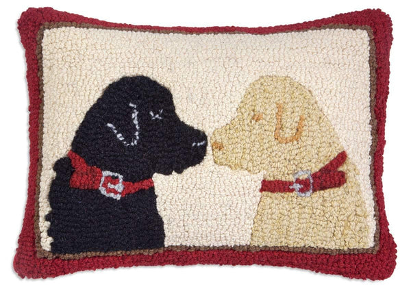 Hand-Hooked Wool Throw Pillow – Labrador Dog Design, 14" x 20"