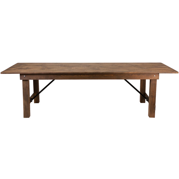 9FT Rustic Solid Pine Folding Farm Table — Seats 10