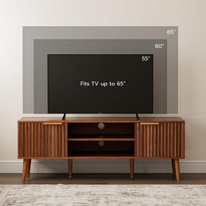 Mid-Century Modern TV Stand with Cabinet Storage