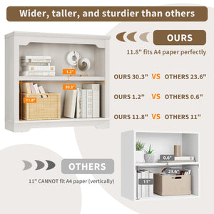 2-Tier Engineered Wood Bookshelf with Open Display Storage