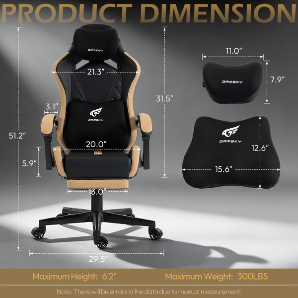 Ergonomic Gaming Chair with Footrest & Recliner