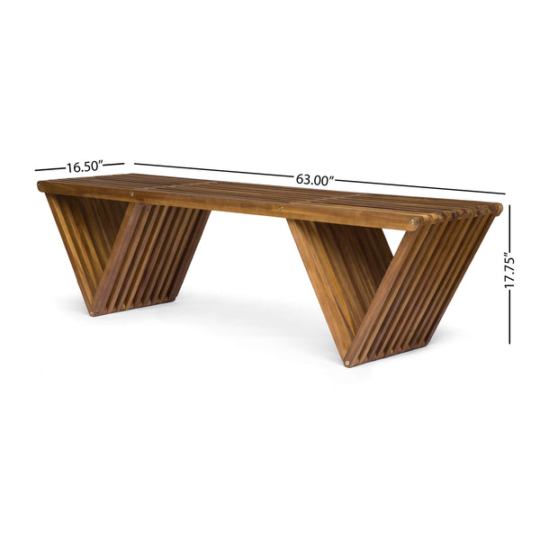 Acacia Wood Outdoor Bench with Teak Finish