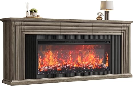 70" Fireplace TV Stand with 42" Electric Fireplace & 3 Drawers