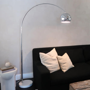 Arc Floor Lamp with Marble Base – Chrome