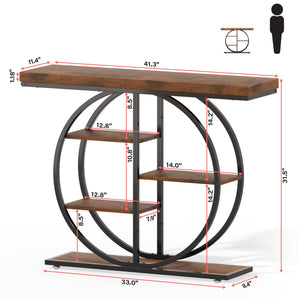 5-Tier Industrial Console Table with Storage Shelves