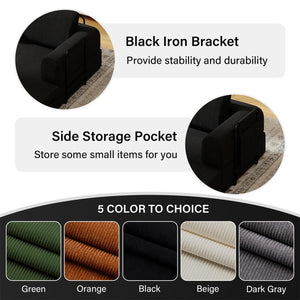 Convertible Sofa Bed with Side Pocket & Corduroy Fabric