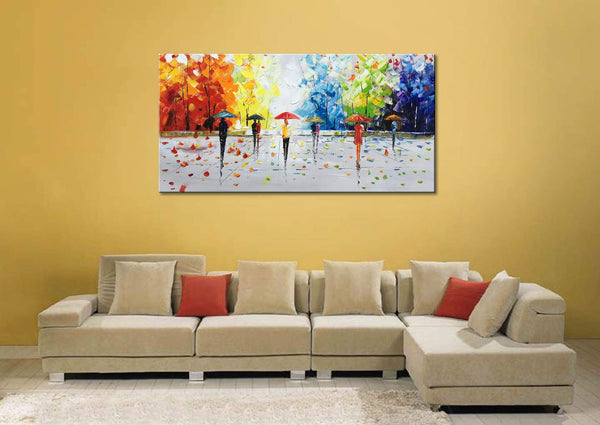 Abstract Landscape Oil Painting on Canvas – Hand Painted Wall Art