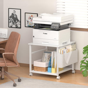 Rolling Printer Stand with Storage Shelf & Lockable Wheels