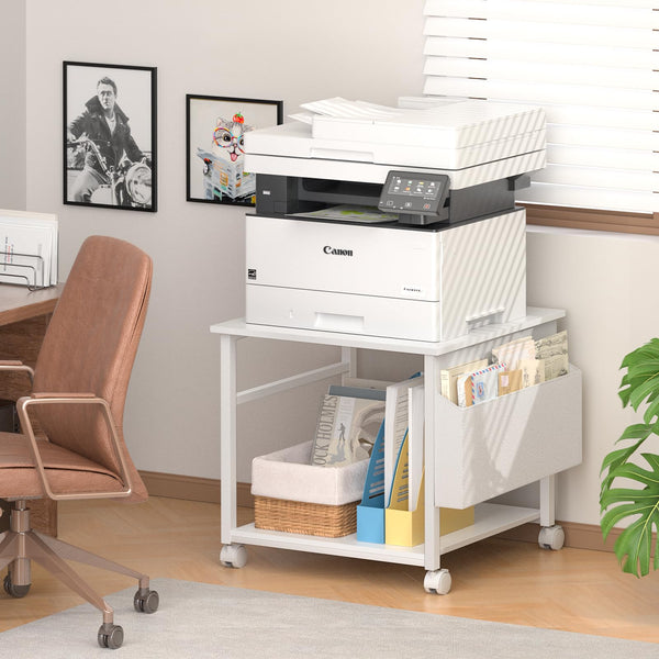 Rolling Printer Stand with Storage Shelf & Lockable Wheels