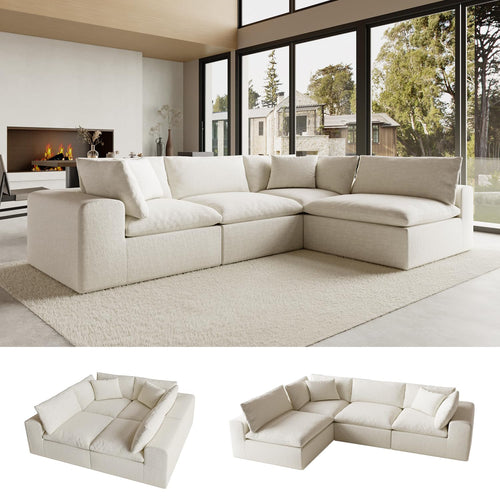 130" Oversized L-Shaped Modular Sectional Sofa