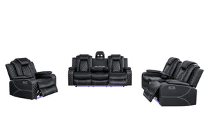 Power Recliner Sofa Set 3-Piece with LED & Bluetooth