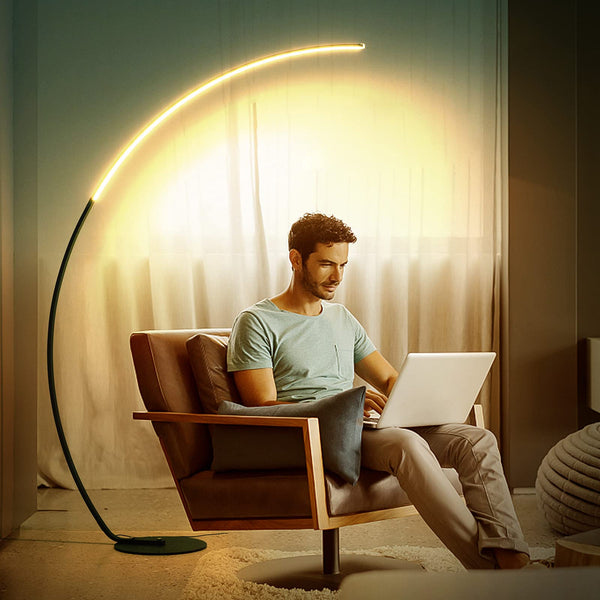 Arc Floor Lamp with Remote Control – Dimmable LED Standing Lamp