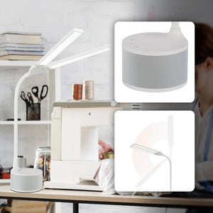 LED Desk Lamp with Bluetooth Speaker & Dual Adjustable Shades