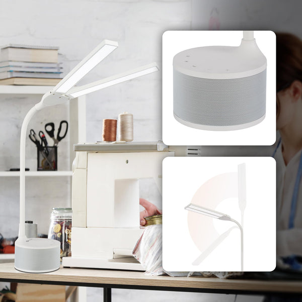 LED Desk Lamp with Bluetooth Speaker & Dual Adjustable Shades