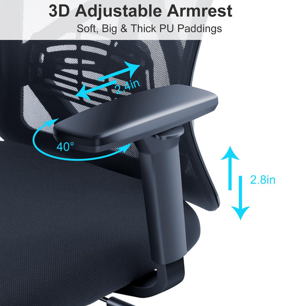 High Back Ergonomic Office Chair with Adjustable Lumbar Support