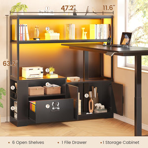 L-Shaped Electric Standing Desk with Storage