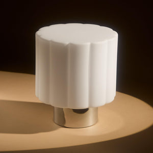 Frosted Glass Mushroom Table Lamp – Chrome
