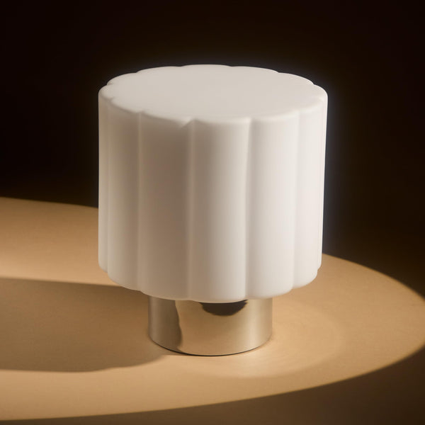 Frosted Glass Mushroom Table Lamp – Chrome