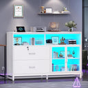 59" File Cabinet with 2 Drawers, Lock & Power Outlets