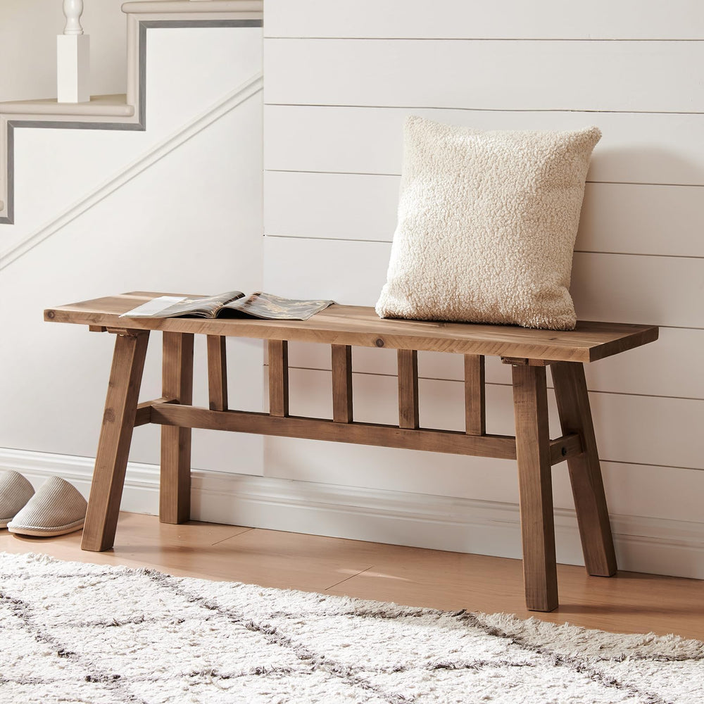 Solid Wood Farmhouse Entryway Bench