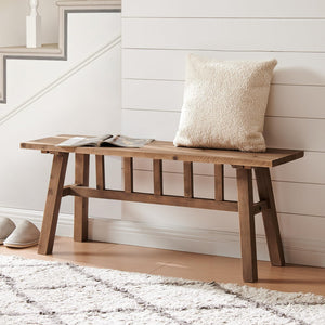 Solid Wood Farmhouse Entryway Bench