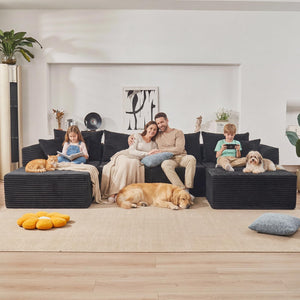 130" Modular Sectional Sofa with Ottomans