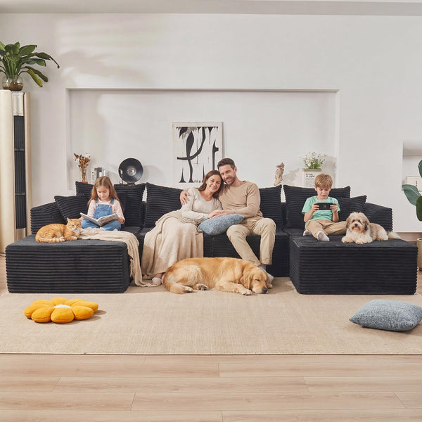 130" Modular Sectional Sofa with Ottomans