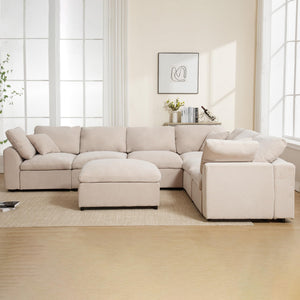 U-Shaped Modular Sectional Sofa with Ottoman – 7 Seat