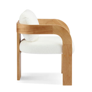 Boucle Dining Chairs Set of 2 with Cushion & Curved Arms