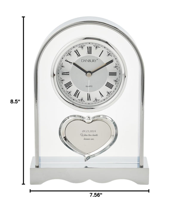 Personalized Dome Glass Mantel Clock with Roman Numerals