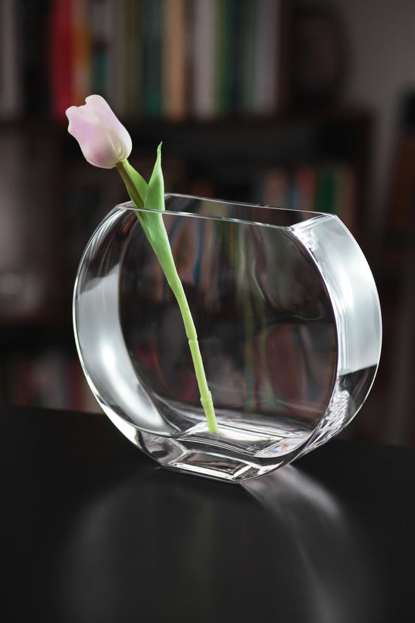 Clear Round Glass Vase 9.25" – Heavy Durable European Crystal