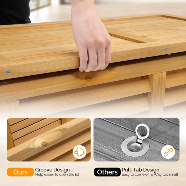 47 Gallon Wood Deck Box – Outdoor Storage Bench