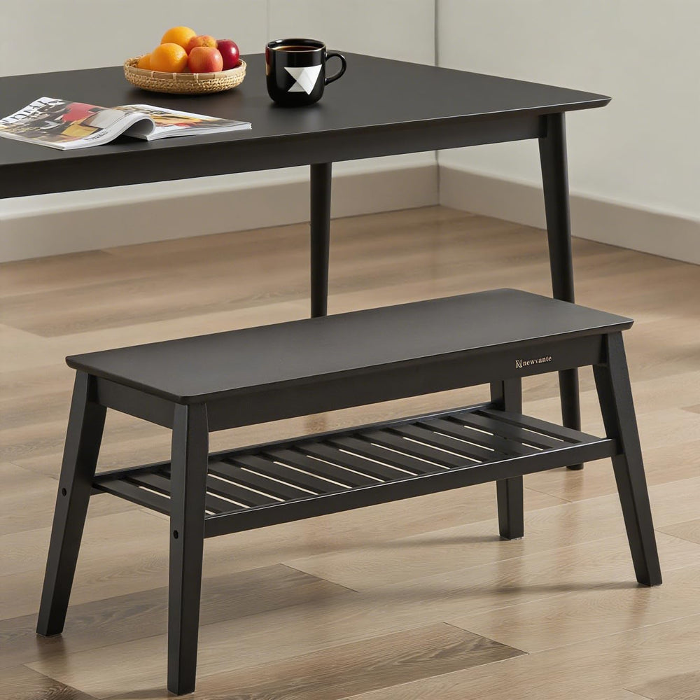 Bamboo Entryway Bench 33.46" – 2-Tier Indoor Bench