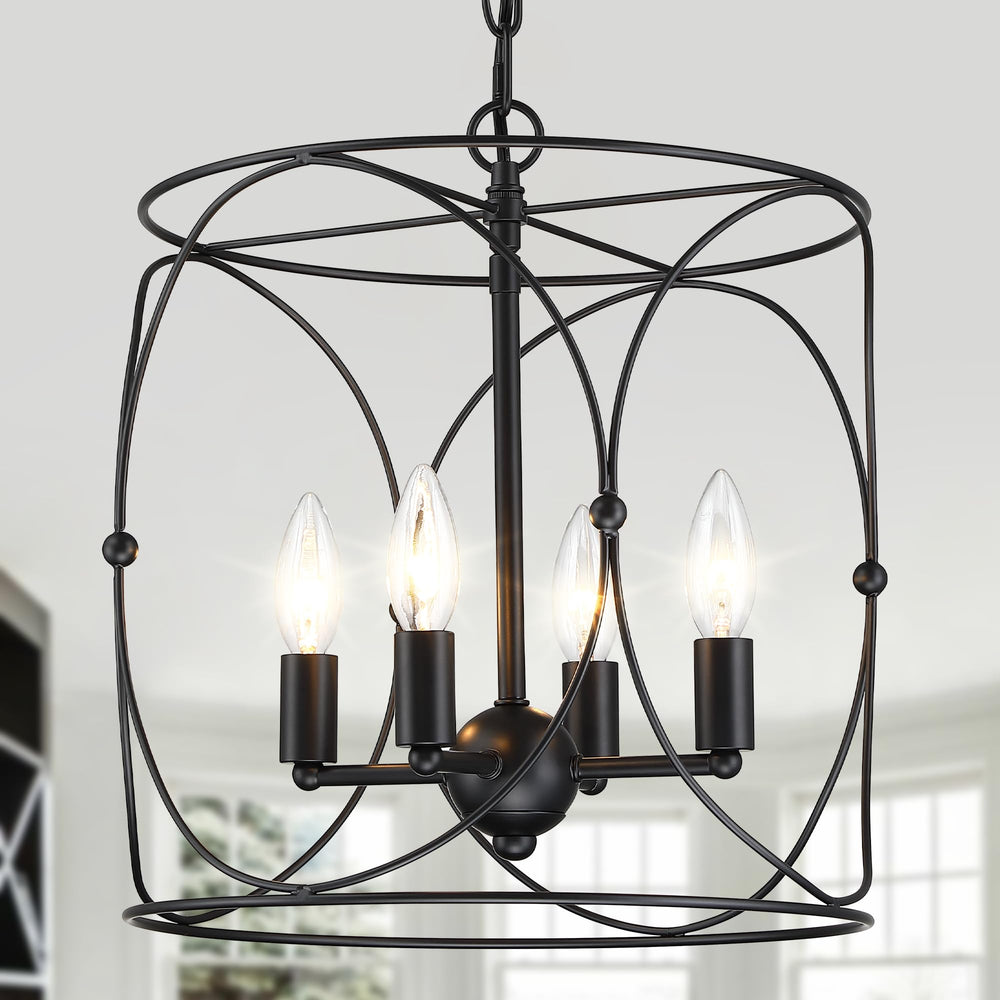 4-Light Black Metal Farmhouse Chandelier