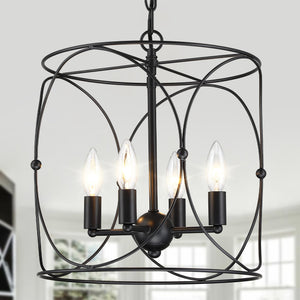 4-Light Black Metal Farmhouse Chandelier