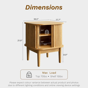 Fluted Nightstand with Sliding Doors, Set of 2