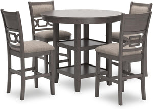 Counter Height Dining Table Set with 4 Upholstered Bar Stools